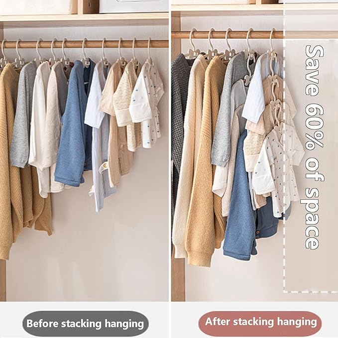 Kids Hangers for Closet, 30 Pack Baby Clothes Hanger, Adjustable Toddler Hangers for Boy Nursery, Cascading Plastic Perchas for Newborn Babies Children Infant, Space Saving Perchas Bebés, Grey