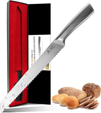 imarku Bread Knife 10 Inch: Japanese High Carbon Stainless Steel Professional Grade Serrated Bread Knife, Razor Sharp Edge Cake Knife for Homemade Bread/Bagels/Cake