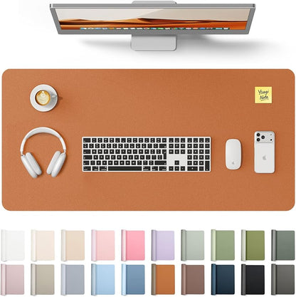 YSAGi Leather Desk Pad Protector, Office Desk Mat, Large Mouse Pad, Non-Slip PU Leather Desk Blotter, Laptop Desk Pad, Waterproof Desk Writing Pad for Office and Home (Brown, 31.5" x 15.8")