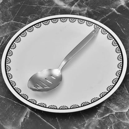 Chef Kunz Slotted Spoon | 18/10 Stainless Steel Serving Sauce Spoon | 9 Inches Plating Daily Chef Cooking Spoons (Slotted)