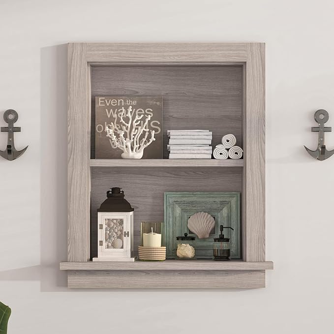 Recessed Medicine Cabinet,Fully Assembled Recessed Wall Niche,Waterproof in Wall Medicine Cabinet for Bathroom,Replacement Medicine Cabinet Shelves for Living Room,Washed Oak Shower Niche