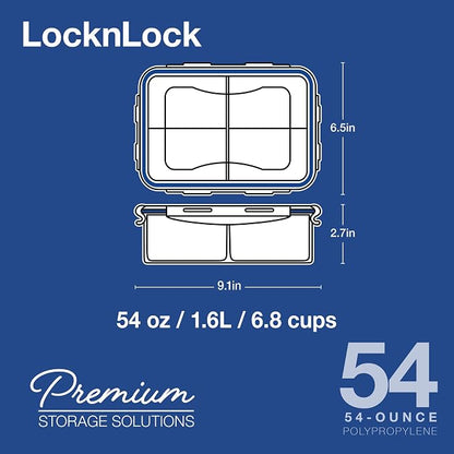 LOCK & LOCK Easy Essentials Food Storage lids/Airtight containers, BPA Free, 54 Ounce, Clear