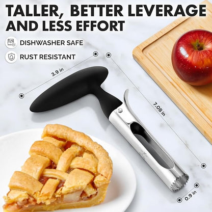 Zulay Kitchen Ultra Sharp Apple Corer Tool - Stainless Steel, Sharp & Serrated Blade Cores in Seconds - Easy to Use & Clean, Durable Apple Core Remover for Apples & Small Fruits - Black