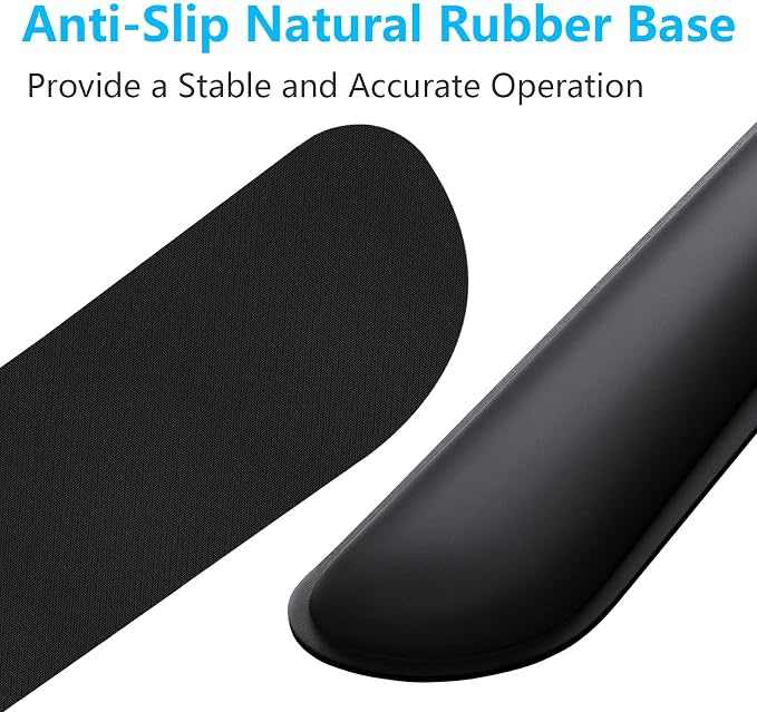 Dapesuom Keyboard Wrist Rest Set, Cute PU Leather Wrist Cushion for Computer Keyboard and Mousepad, Memory Foam Mouse Pad Rests Support with Non-Slip Base for Typing Pain Relief, Laptop, Black