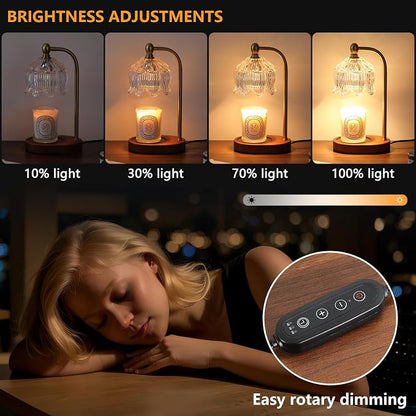 MEIXISUE Candle Warmer Lamp with Timer Dimmable,Antique Brass Candle Lamp,Wax Melt Warmer Light for Jar Candles,Mother's Day/Birthday Gifts for Mom/Wife,Home Decor Lamp,with 2 Bulbs