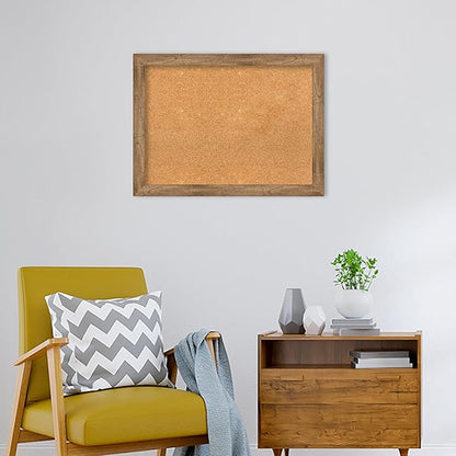 Amanti Art Natural Cork Board for Wall, 24x32 Vision Board with Brown Wood Frame, Medium Corkboard Office Decor for Home Organization, Rustic Farmhouse Corkboard Pinboard to display items for home
