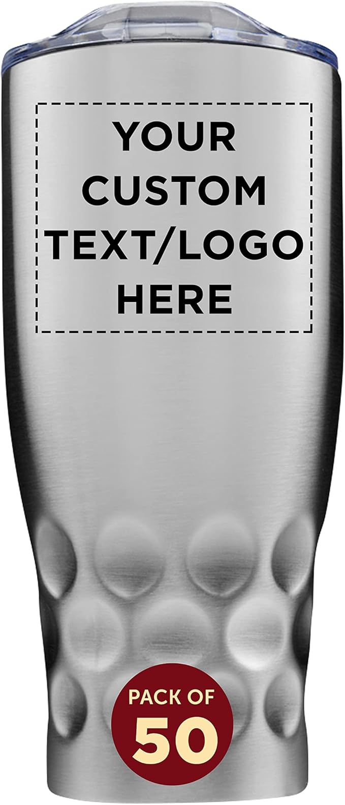 Custom Stainless Steel Tumblers by Molokini 27 oz. Set of 50, Personalized Bulk Pack - Double Wall, Perfect for Coffee, Soda, Other Hot & Cold Beverages - Silver
