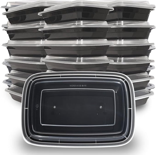 32oz 150 Pack Meal Prep Containers BPA Free Leakproof Stackable Food Storage Containers with Lids, Microwave & Dishwasher Freezer Safe Reusable To Go Containers Bento Box Style Take Out Clear Plastic