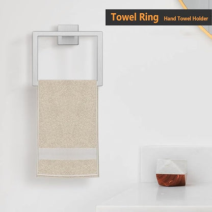 JOPOFI Towel Ring - Thicken Stainless Steel Towel Holder, Towel Racks for Bathroom, Square Modern Design Hand Towel Holder, Contemporary Hand Towel Bar - Brushed Nickel