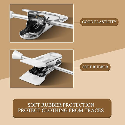 14Inch 100PACK Pants Hangers with Clips Adjustable Skirt Hangers for Women White Metal Non-Slip Trousers Hanger Heavy Duty Space Saving Clothes Hanger for Shorts,Jeans