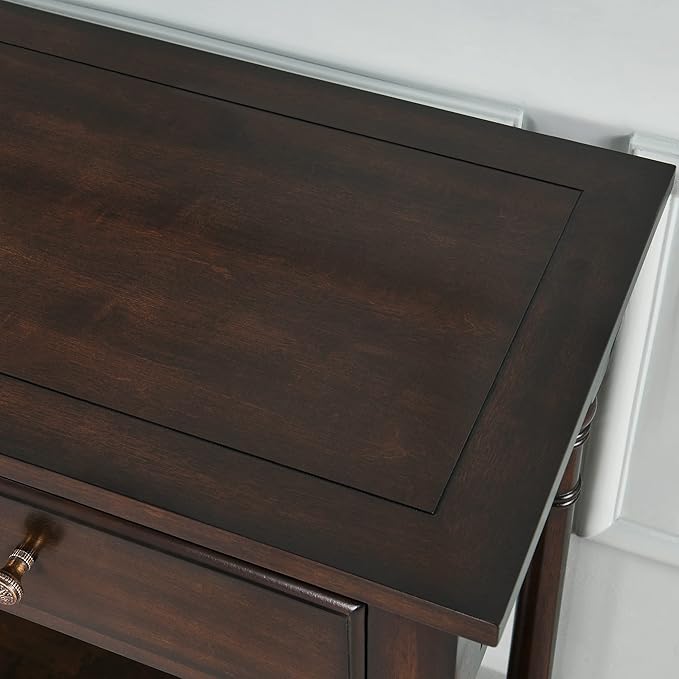 Solid Wood Console Table with 2 Drawers, 2-Tier 35.4" X 30" Accent Sofa Table with Multilayer Storage Shelf Rustic Hall Entryway Tables for Living Room Home Office-Walnut 004DC