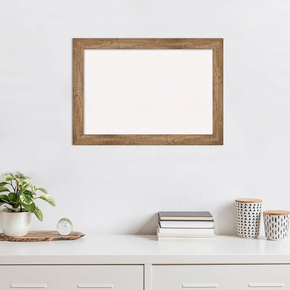 Amanti Art White Cork Board for Wall, 20x28 Vision Board with Brown Wood Frame, Medium Corkboard Office Decor for Home Organization, Rustic Farmhouse Corkboard Pinboard to display items for home
