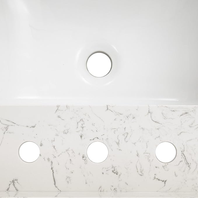 MSI Carrara Sky Vanity Top with Under Mount Rectangle Single Bowl Ceramic Sink, Engineered Marble Stone, 4" CC Faucet Holes, 61"X22"