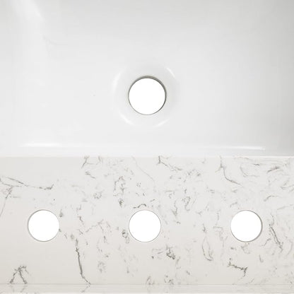 MSI Carrara Sky Vanity Top with Under Mount Rectangle Single Bowl Ceramic Sink, Engineered Marble Stone, 4" CC Faucet Holes, 61"X22"