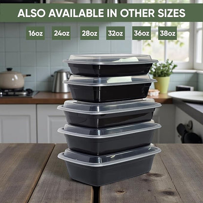 32oz 150 Pack Meal Prep Containers BPA Free Leakproof Stackable Food Storage Containers with Lids, Microwave & Dishwasher Freezer Safe Reusable To Go Containers Bento Box Style Take Out Clear Plastic