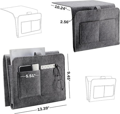 YOUDENOVA Bedside Caddy, Bedside Organizer for Dorm Room, Bunk Bed, Grey