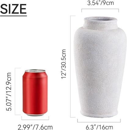 Ceramic Large Vase, Flower Vase Tall Rustic Farmhouse Decorative Vase Floral Pottery Vases for Home Decor Table Living Room Entryway Mantel Bedroom Bathroom Kitchen - 12" W