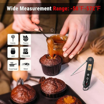 TempPro Digital Instant Read Meat Thermometer for Grilling Waterproof Kitchen Food Thermometer with Calibration Backlight Baking Bread Candy Thermometer Cooking Tools Utensils (Previously ThermoPro)
