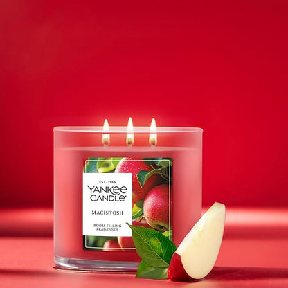 Yankee Candle Macintosh, Fall Scented Candle, 14.5oz 3-Wick Candle Jar with up to 40 Hours Burn Time