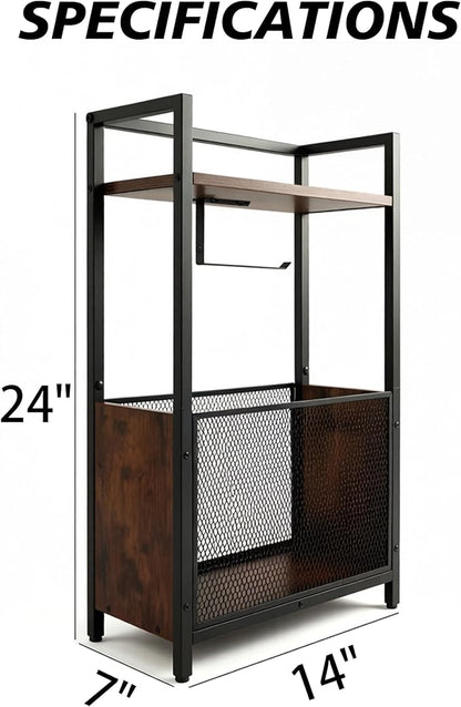 Toilet Paper Holder Stand, Free Standing Toilet Paper Stand with Metal Mesh Basket, Freestanding Toilet Paper Holder with Storage for Bathroom Tissue Roll Holder, Magazines, Wipes, Black