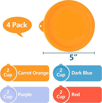 2 Cup Silicone Replacement Lids Storage Cover for Pyrex 7200-PC Glass Bowls (Container not Included) 4 Pack Microwave, Dishwasher and Freezer Safe