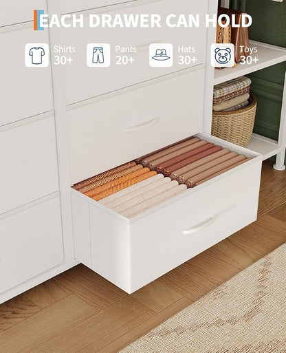 GarveeHome Dresser with 16 Drawers & Hanging Rod & Shelves, Fabric Storage Organizer for Bedroom, Closet, or Entryway