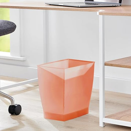 iDesign Small Plastic Bathroom Trash Can, Slim Rectangle Garbage Bin for Bedroom, Office, Dorm, 2-Pack, Orange