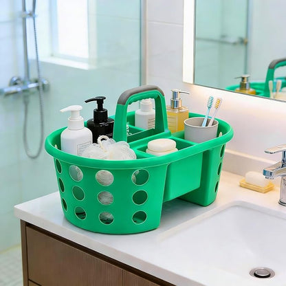 Large Shower Caddy Portable 2PC - Made in USA Plastic Jumbo Size Dorm Storage Candy Tote with Handle Shower Organizer for Bathroom, Pantry, Kitchen, College Dorm, Green