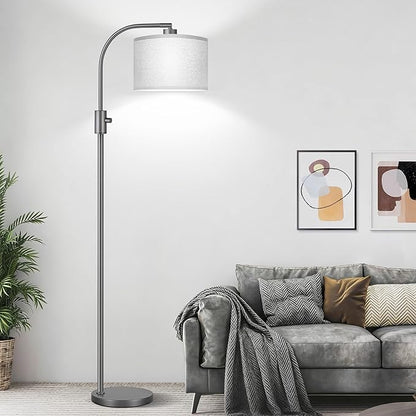 Nintiue Upgraded Modern Arc Dimmable Tall Standing Floor Lamp with Gray Shade, 1200 Lumens LED Bulb Included, for Living & Reading Room, Bedroom, Office & Nursery, Gray