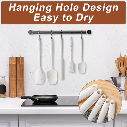 Silicone Spatula Set, 5 Piece Food Grade Rubber Spatulas for Baking, Cooking, and Mixing High Heat Resistant Non Stick Dishwasher Safe BPA-Free (Candy Color)