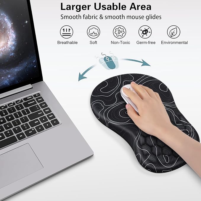 Mouse Pad with Wrist Rest Ergonomic Mouse Pad Computer Wrist Support with Massage Design & Non-Slip PU Base, Comfortable Mousepad for Office Desk Accessories
