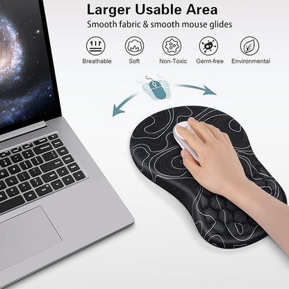 Mouse Pad with Wrist Rest Ergonomic Mouse Pad Computer Wrist Support with Massage Design & Non-Slip PU Base, Comfortable Mousepad for Office Desk Accessories