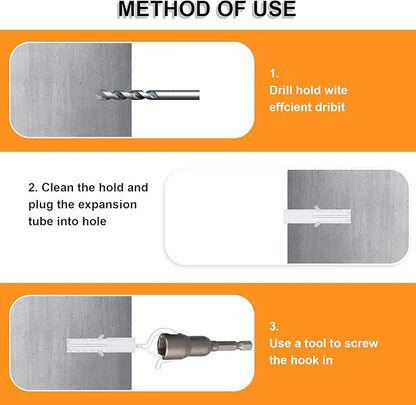 50PCS Windproof Screw Q-Hanger Hooks with Safety Buckle for Hanging Outdoor String Lights, Plants, Christmas Decorations, Includes Wing Nut Driver, White