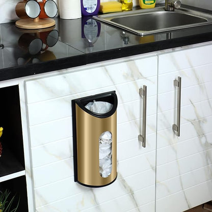 Utopia Kitchen Grocery Plastic Bag Holder and Dispenser for Plastic Bags - Easy Wall Mount Bag Saver - Stainless Steel (Gold, Medium (Pack of 1))