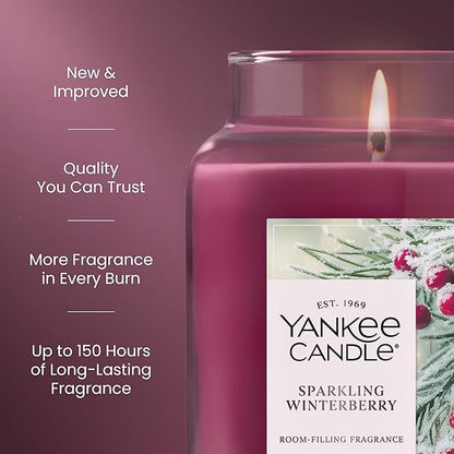 Yankee Candle Sparkling Winterberry, Holiday Scented Candle, 22oz Large Jar with up to 150 Hour Burn Time, Giftable, Holidays