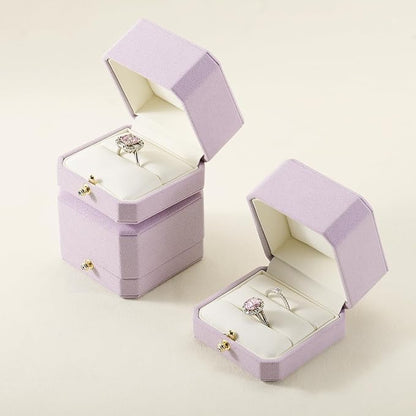 Microfiber Double Dual Ring Box Purple Double Ring Gift Box Weeding Proposal Engagement Bearer Gift Case
