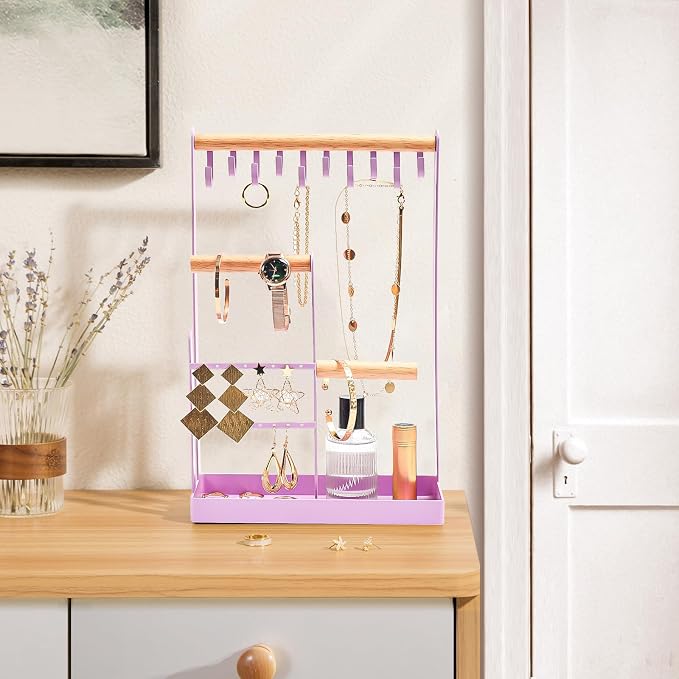 ProCase Cute Jewelry Stand, Aesthetic Jewelry Organizer for Dresser Vanity, Jewelry Holder Display for Necklaces Earrings, Gifts for Teen Girls Women, Bedroom Dorm Decor -Medium, Purple
