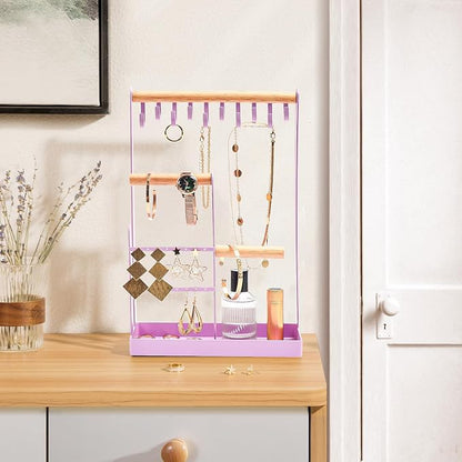 ProCase Cute Jewelry Stand, Aesthetic Jewelry Organizer for Dresser Vanity, Jewelry Holder Display for Necklaces Earrings, Gifts for Teen Girls Women, Bedroom Dorm Decor -Medium, Purple