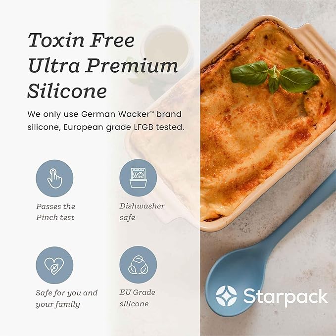 Starpack 'Winning Serve' XL Premium Silicone Serving Spoon (13.5") - Large Silicone Spoon for Cooking High Heat Resistant to 600°F - LFGB Grade Nonstick Mixing Spoons - Large Rubber Serving Spoons