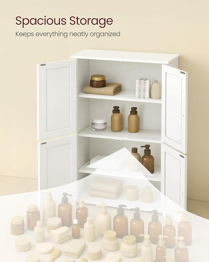 VASAGLE Floor Storage Cabinet, Shaker Cabinet with 2 Adjustable Shelves, 4 Doors, Tall Freestanding Organizer Unit, for Kitchen Bathroom Living Room, Cloud White UBBC553WH01S