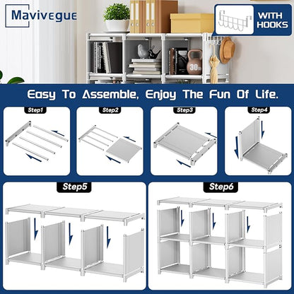 Mavivegue Book Shelf, 12 Cube Storage Organizer, Closet Storage Organizer, White Cubicle Storage Rack