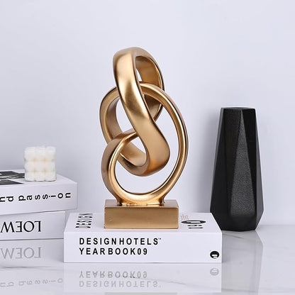 DOVDOV Abstract Gold Knot Statue, Geometric Knot Decor, Gold Decor on Shelf Bookshelf countertop for Living Room Coffee Table Office Coffee Table entryway entryway Desktop Decorative Ornament.
