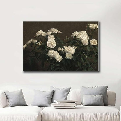 Canvas Painting Poster and Print Pictures Flower Painting French Country Decor Vintage Painting Antique Flower Print Vintage Flower Print Modern Home and Bedroom Decoration 12x18inch Wood Frame