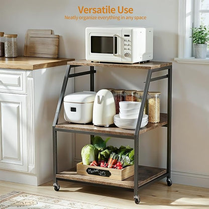 Housolution Large Printer Stand, 3 Tier 22 x 18 Inch Mobile Printer Table with Charging Station & Adjustable Storage Shelf, Rolling Printer Cart with Wheels, Printer Stand with storage for Home Office