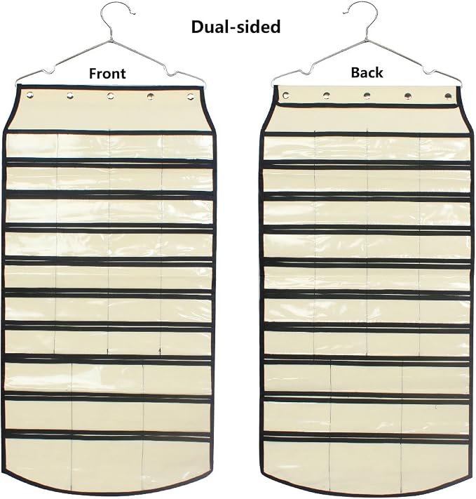 BB Brotrade Hanging Jewelry Organizer,Accessories Organizer,74 Pocket Organizer for Holding Jewelries (Beige-74 Pocket)