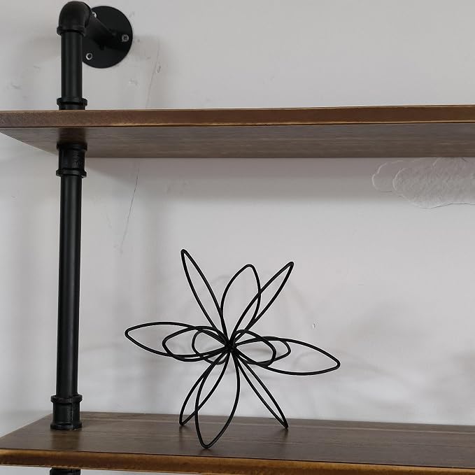 8" Black Sphere Decor, Abstract Tabletop Decorative Ball, Metal Floral Handmade Decorative Sculpture Home Decor Statues