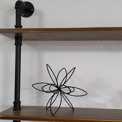 8" Black Sphere Decor, Abstract Tabletop Decorative Ball, Metal Floral Handmade Decorative Sculpture Home Decor Statues