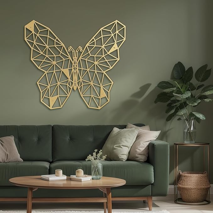 SIGNLEADER Metal Wall Art Decor The Butterfly Effect Modern Abstract Wall Sculpture Hangings Home Decoration for Living Room, Bedroom, Bathroom, Kitchen, Outdoor - 18" Gold