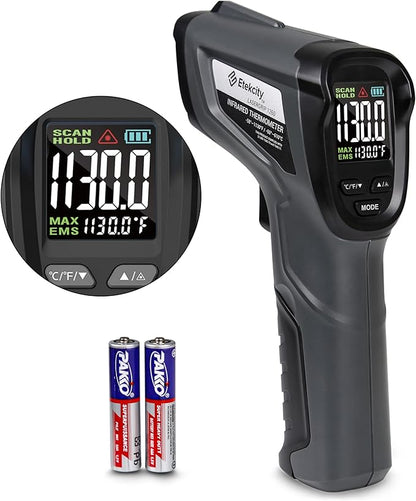 Etekcity Temperature Gun Infrared Thermometer -58°F 1130°F, Digital Laser Heat Gun with Adjustable Emissivity & Max Measure for Pizza Ovens, Griddles, Meat, Refrigerators, Engine, HVAC, Kitchen & Pool