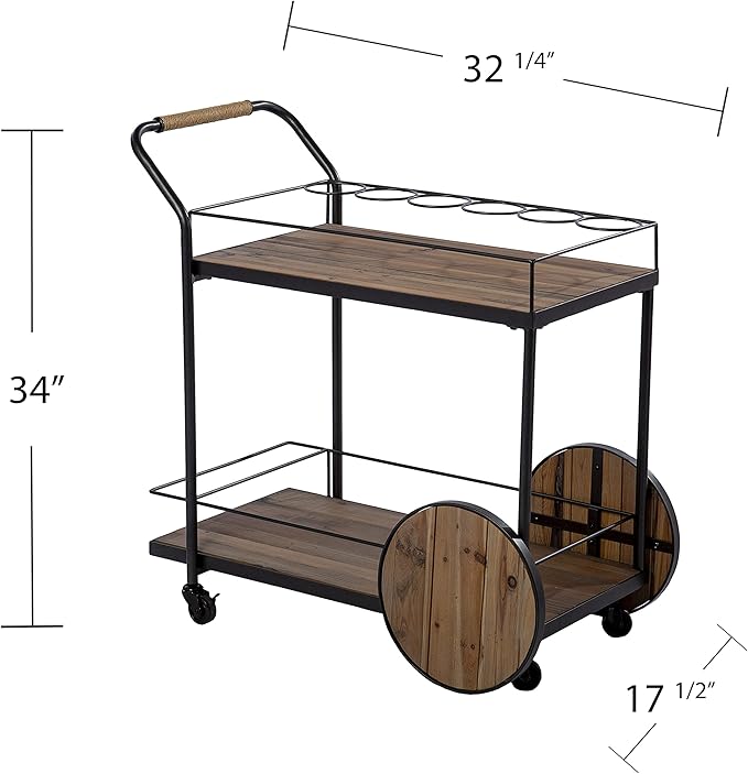 SEI Furniture Pemton Reclaimed Wood Bar Cart, Natural